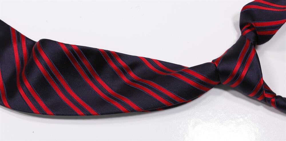 Stefano Ricci Navy Blue w/ Red Repp Striped Silk Necktie Tie